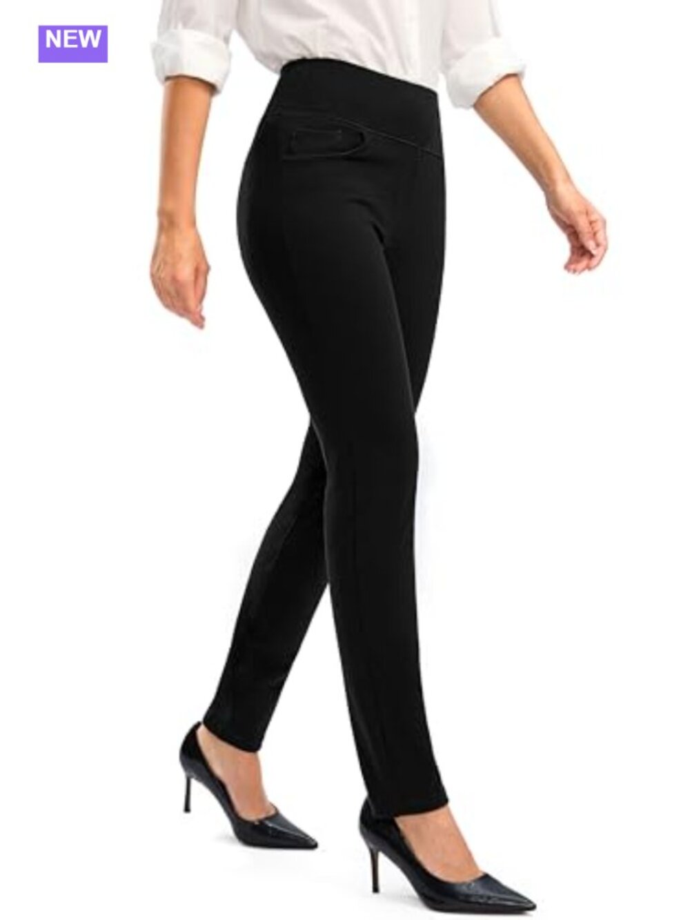 Women's Stretch Dress Pants High Waist 5 Pockets Work Slacks Skinny Fit